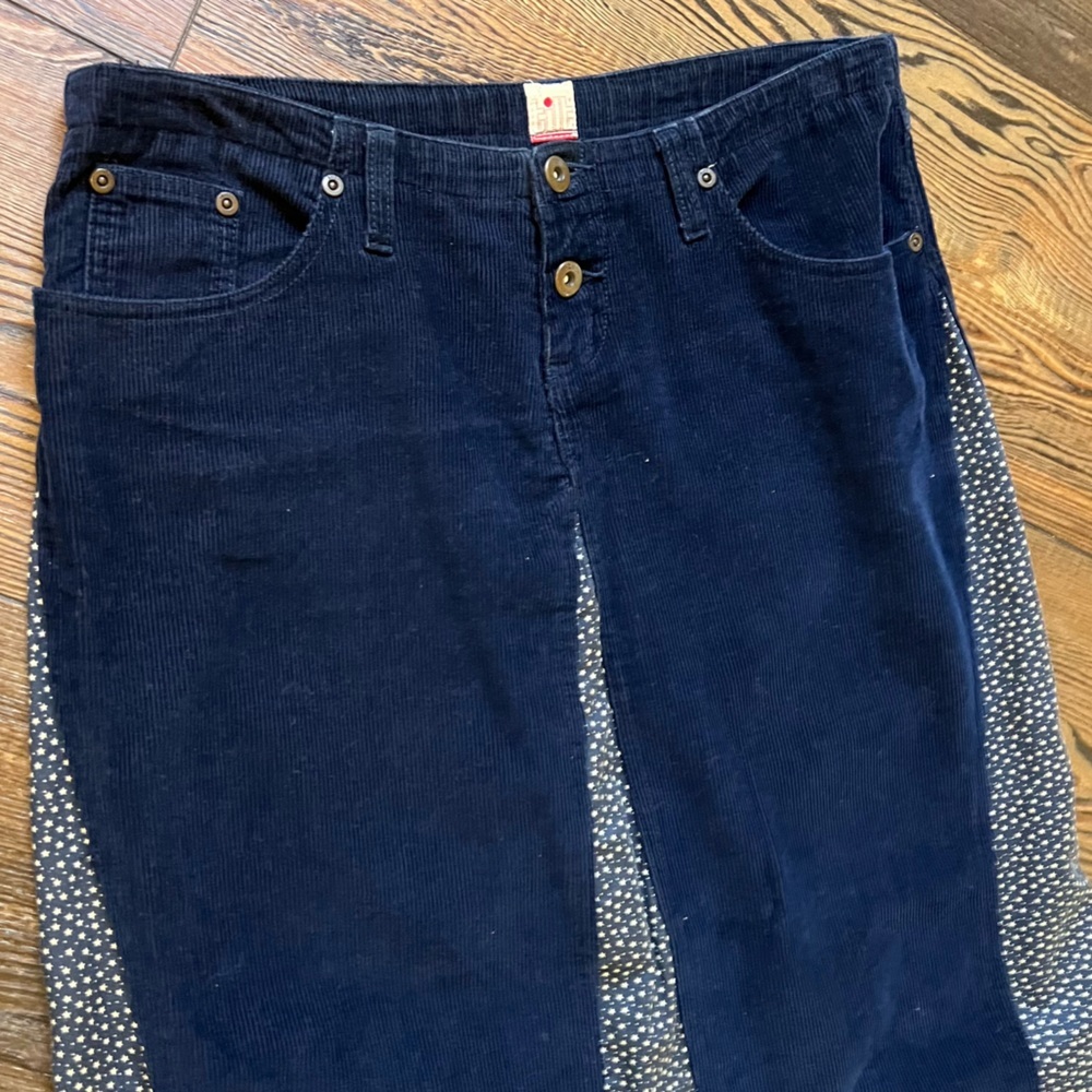 Vintage Maxi Skirt Corduroy Inverted Pleats Star Print pocket patch size medium - Picture 7 of 14